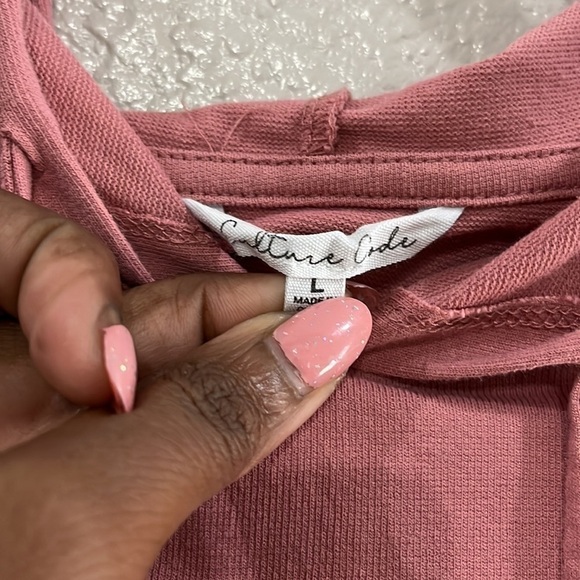 Culture Code Hoodie Mini Dress 3/4 Sleeves color Pink Size Large - Picture 3 of 9